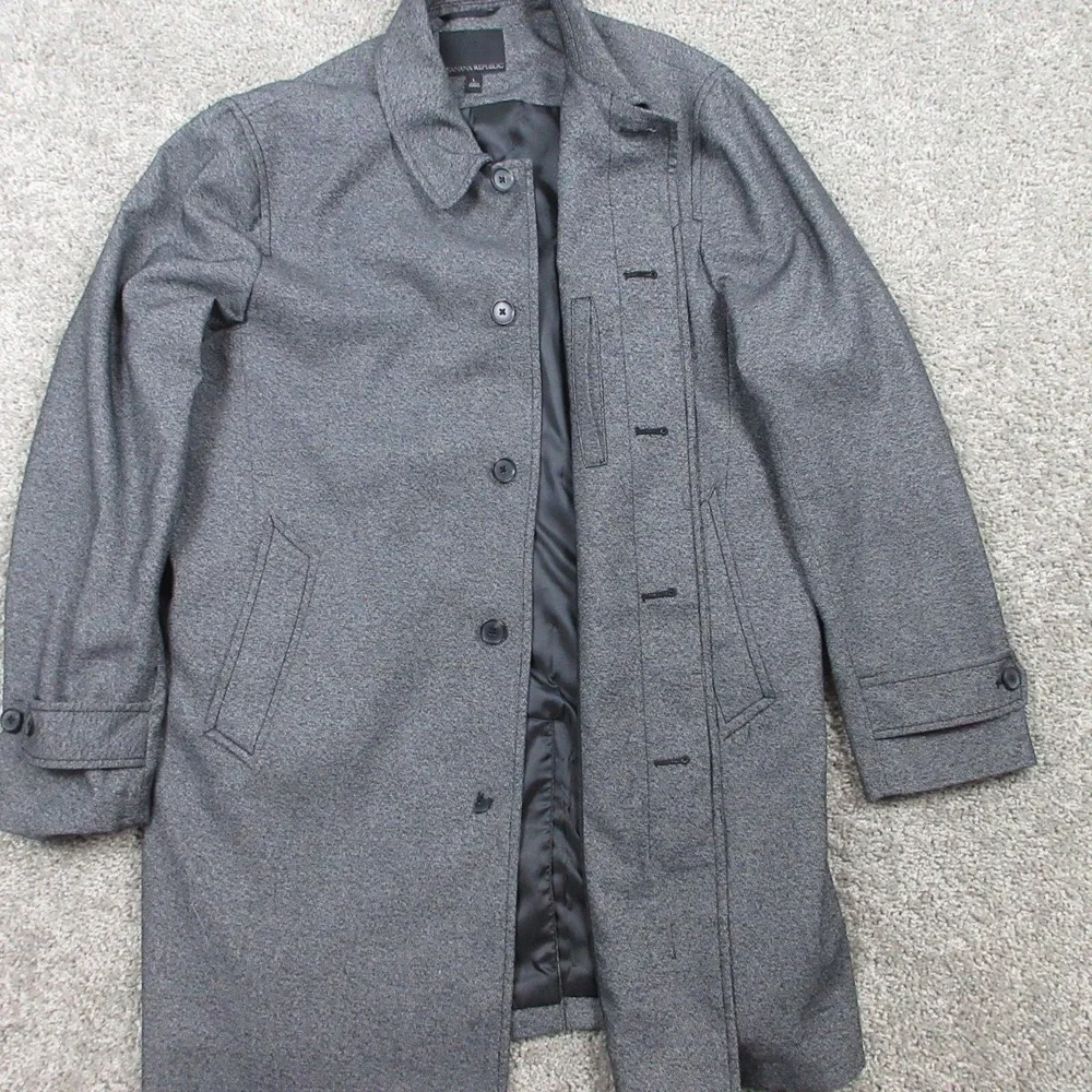 Banana Republic Jacket‎ Mens Large Gray Button Up Collared Overcoat Pockets Long